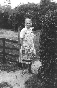 Mrs Kay in her garden January 1945
